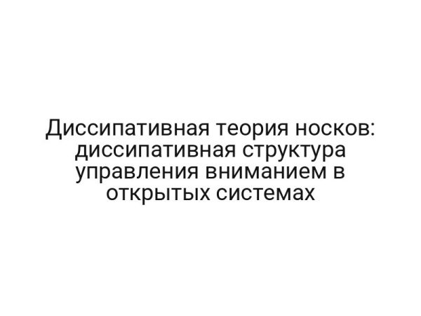 Диссипативная теория носков: диссипативная структура управления вниманием в открытых системах
